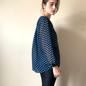 Anthropologie Blue Patterned Top